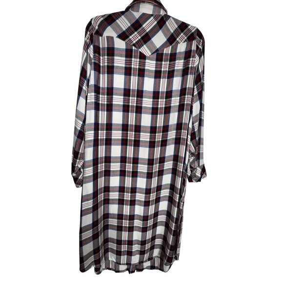 Levis Plaid Longline Button-Up Shirt Dress Western Ranch Plus Size 1X Cowboy - Picture 2 of 9